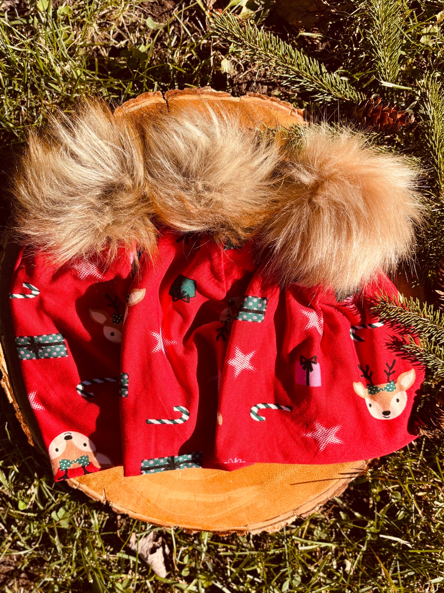 RED RAINDEER SLOUCH BEANIE WITH POM POM (Baby, Toddler, Child)
