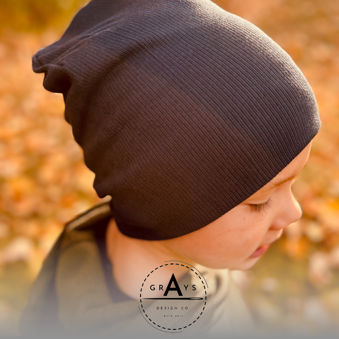 RIBBED NAVY BLUE REVERSIBLE SLOUCH BEANIE (Baby, Toddler, Child)